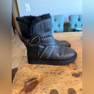 UGG Bailey Bow Black Leather Grommet Studs Short Boots